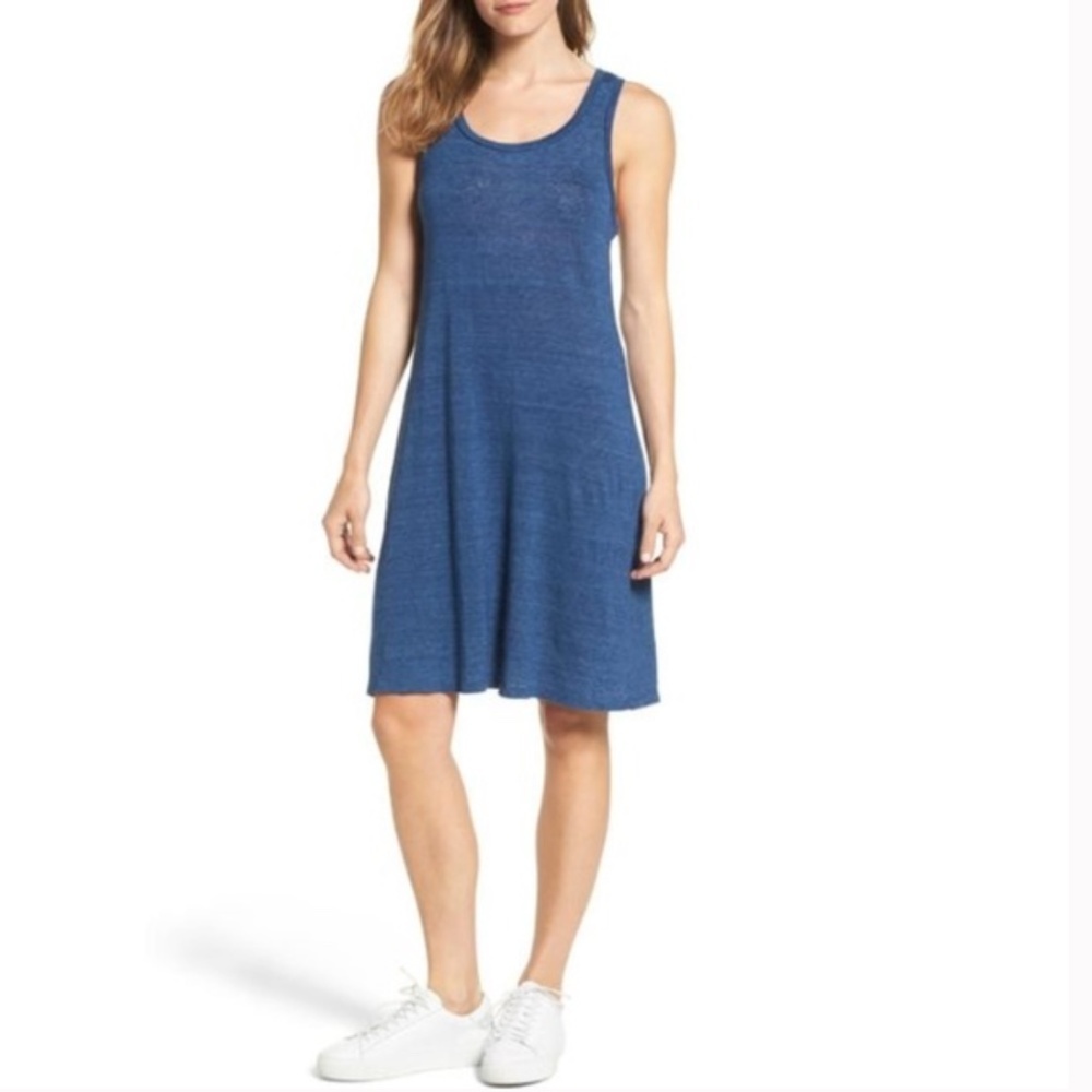 🍉 AG Adriano Goldschmied Blue Midi Linen Dress Small
